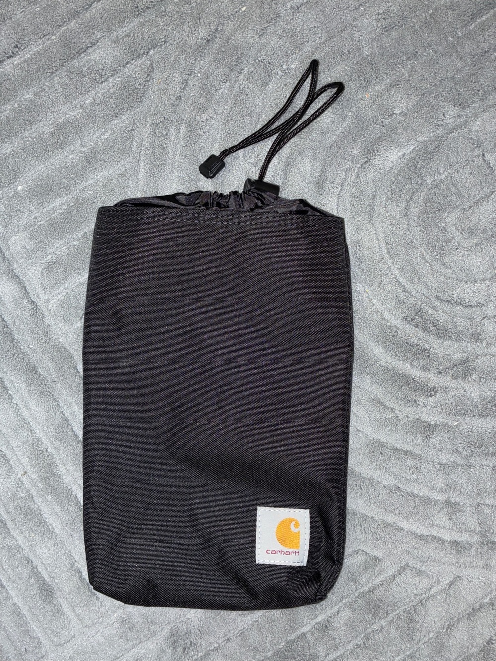 Carhartt Black Drawstring Utility Pouch with Logo Patch